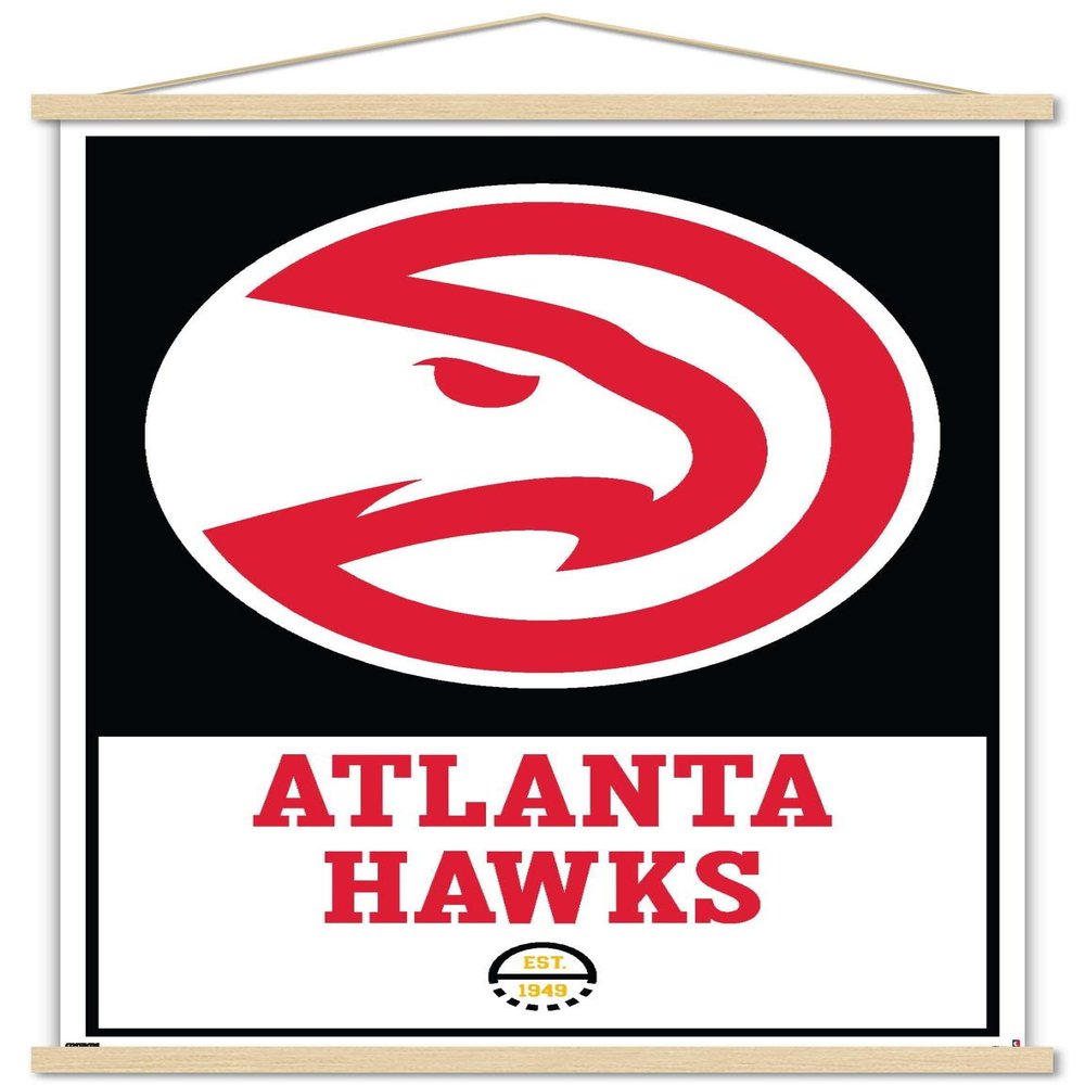 Trends International NBA Atlanta Hawks - Logo 21 Wall Poster, 22.375" x 34", Premium Print and Beechwood Hanger Bundle