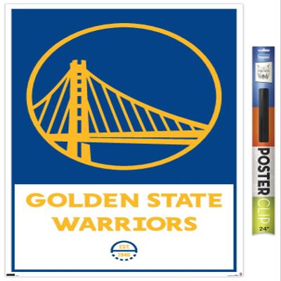 Trends International NBA Golden State Warriors - Logo 21 Wall Poster, 22.375" x 34", Premium Poster & Clip Bundle