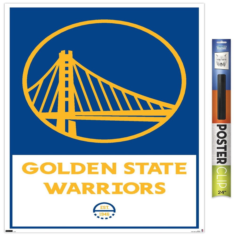 Trends International NBA Golden State Warriors - Logo 21 Wall Poster, 22.375" x 34", Premium Poster & Clip Bundle