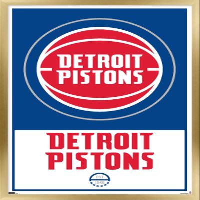 Trends International NBA Detroit Pistons - Logo 21 Wall Poster, 14.725" x 22.375", Gold Framed Version