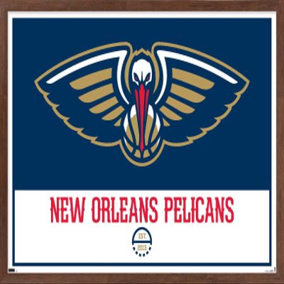 Trends International NBA New Orleans Pelicans - Logo 21 Wall Poster, 14.725" x 22.375", Mahogany Framed Version