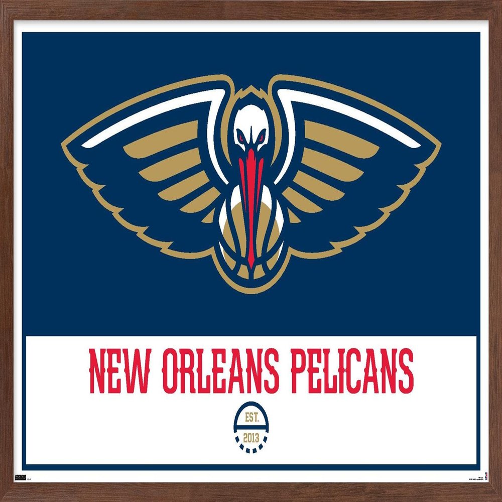 Trends International NBA New Orleans Pelicans - Logo 21 Wall Poster, 14.725" x 22.375", Mahogany Framed Version