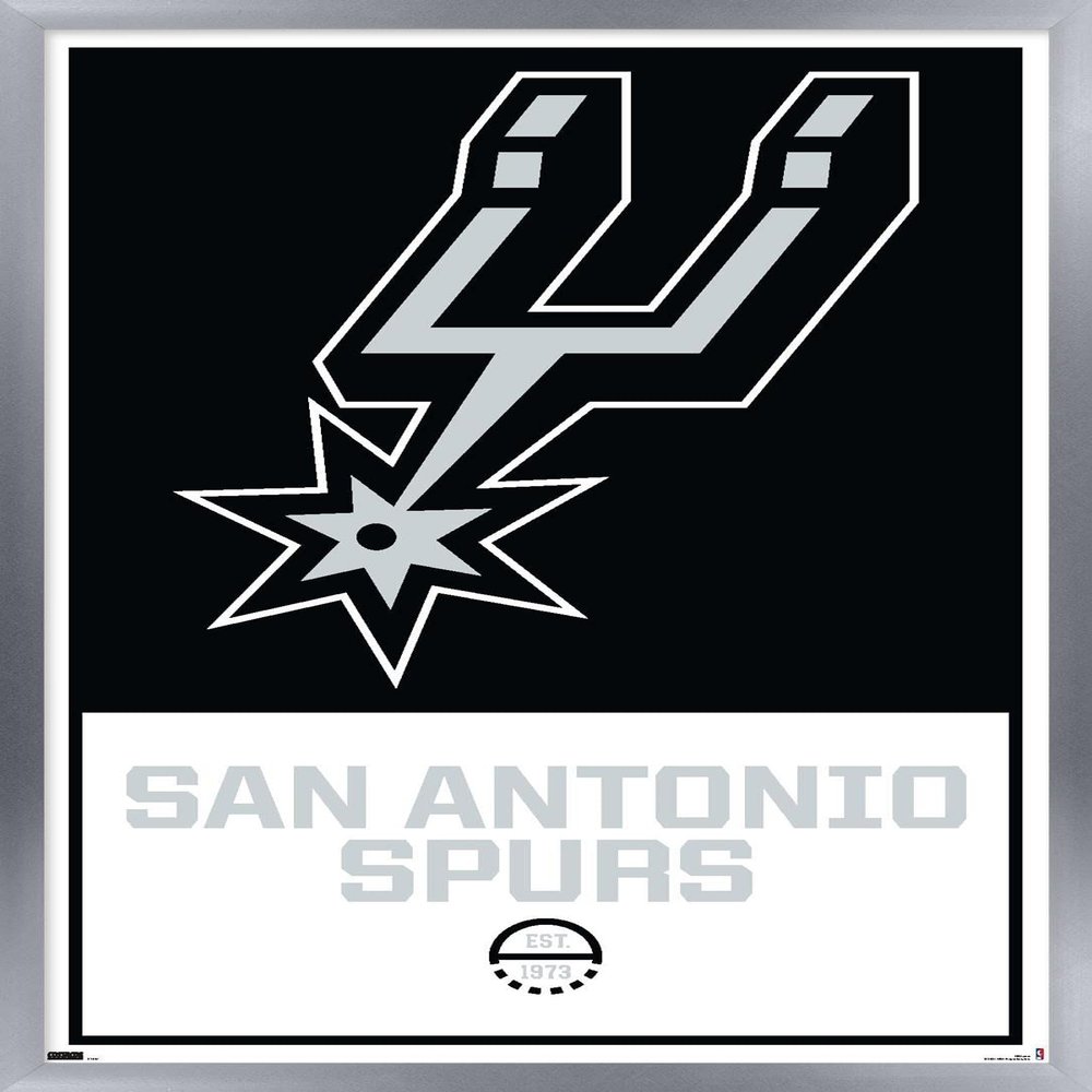 Trends International NBA San Antonio Spurs - Logo 21 Wall Poster, 14.725" x 22.375", Silver Framed Version