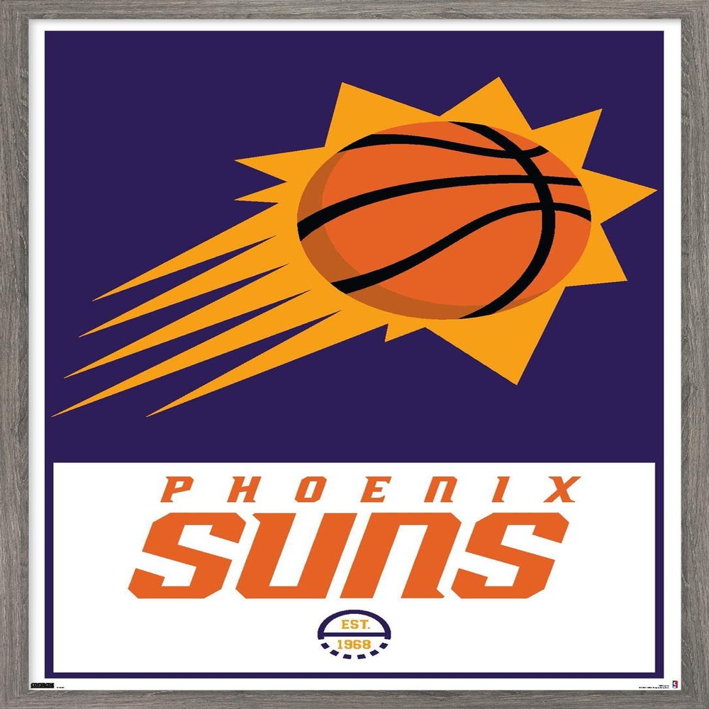 Trends International NBA Phoenix Suns - Logo 21 Wall Poster, 22.375" x 34", Barnwood Framed Version