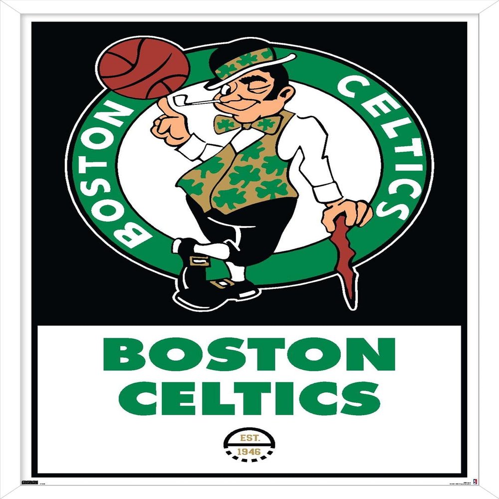 Trends International NBA Boston Celtics - Logo 21 Wall Poster, 14.725" x 22.375", White Framed Version