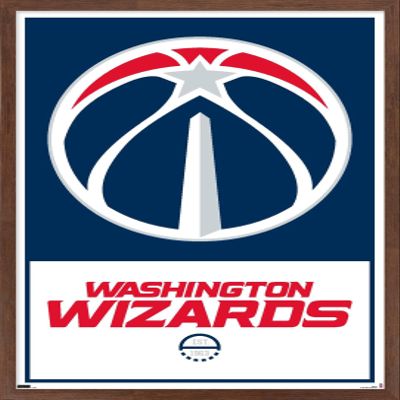 Trends International NBA Washington Wizards - Logo 21 Wall Poster, 22.375" x 34", Mahogany Framed Version
