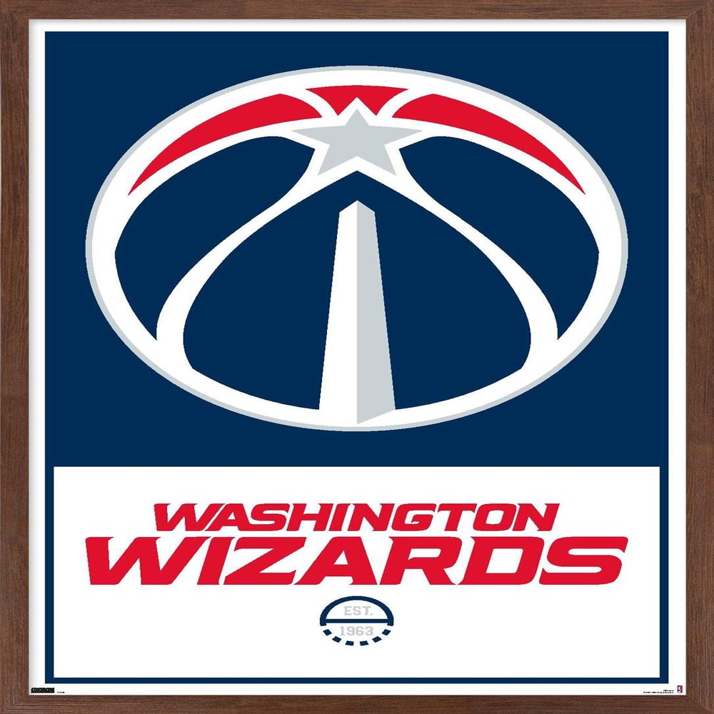 Trends International NBA Washington Wizards - Logo 21 Wall Poster, 22.375" x 34", Mahogany Framed Version