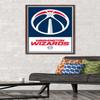 Trends International NBA Washington Wizards - Logo 21 Wall Poster, 22.375" x 34", Mahogany Framed Version view 2
