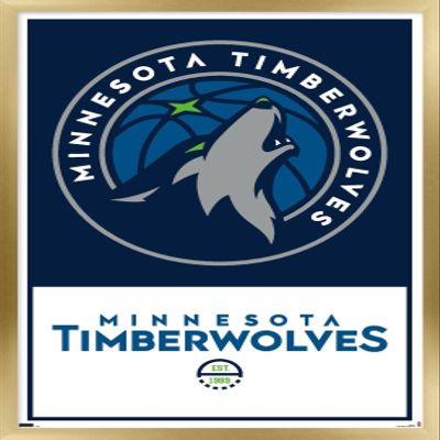 Trends International NBA Minnesota Timberwolves - Logo 21 Wall Poster, 14.725" x 22.375", Gold Framed Version
