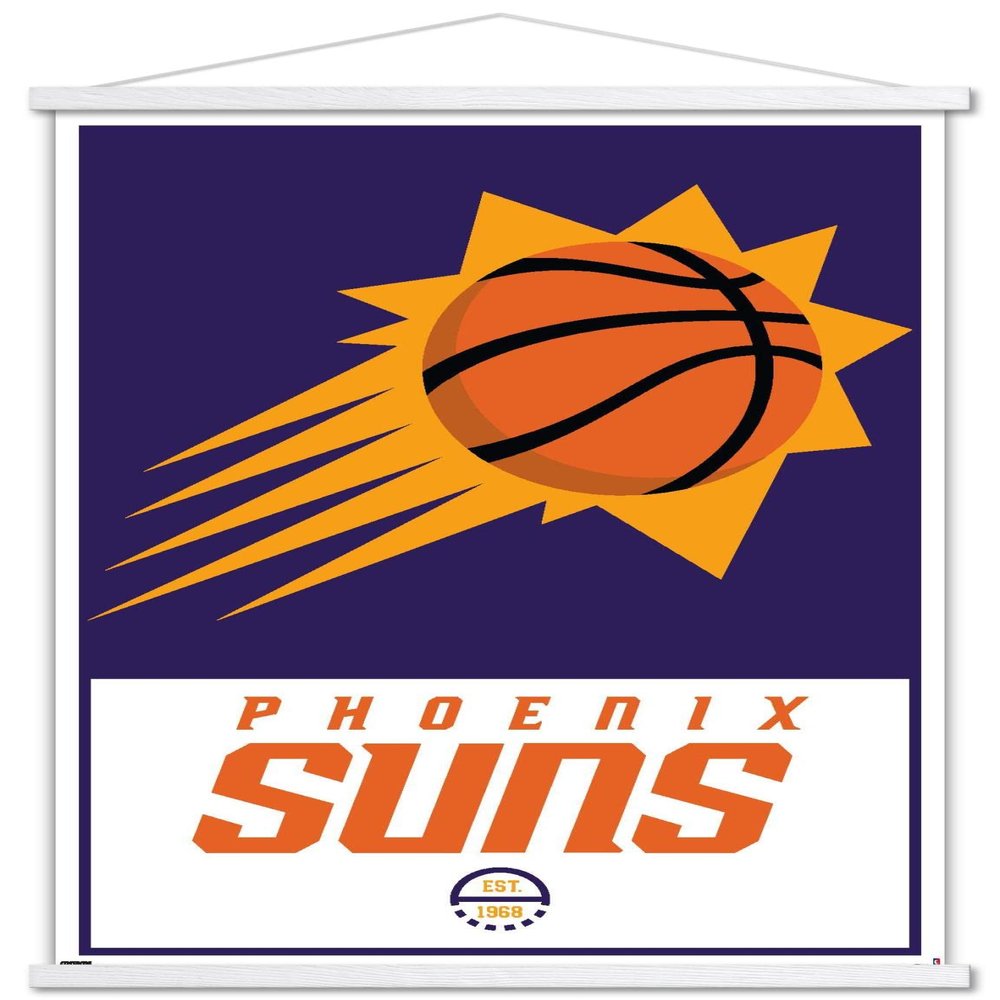 Trends International NBA Phoenix Suns - Logo 21 Wall Poster, 22.375" x 34", Premium Print and White Hanger Bundle