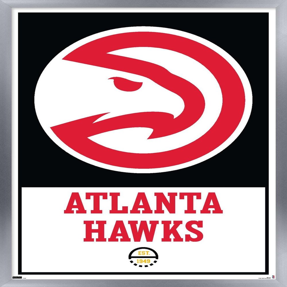 Trends International NBA Atlanta Hawks - Logo 21 Wall Poster, 22.375" x 34", Silver Framed Version