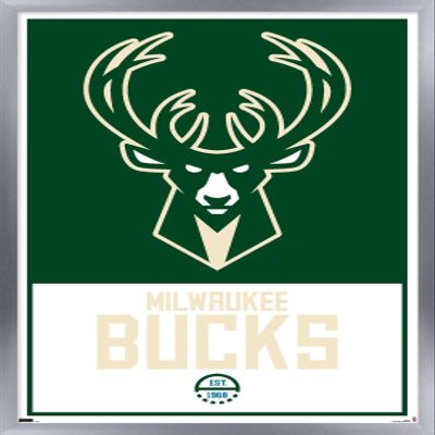 Trends International NBA Milwaukee Bucks - Logo 21 Wall Poster, 14.725" x 22.375", Silver Framed Version