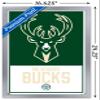 Trends International NBA Milwaukee Bucks - Logo 21 Wall Poster, 14.725" x 22.375", Silver Framed Version view 3