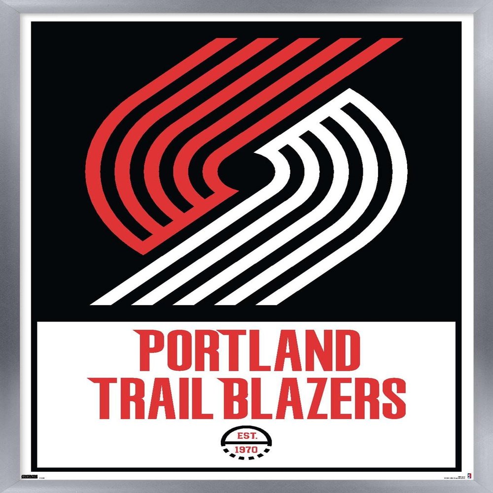 Trends International NBA Portland Trail Blazers - Logo 21 Wall Poster, 22.375" x 34", Silver Framed Version