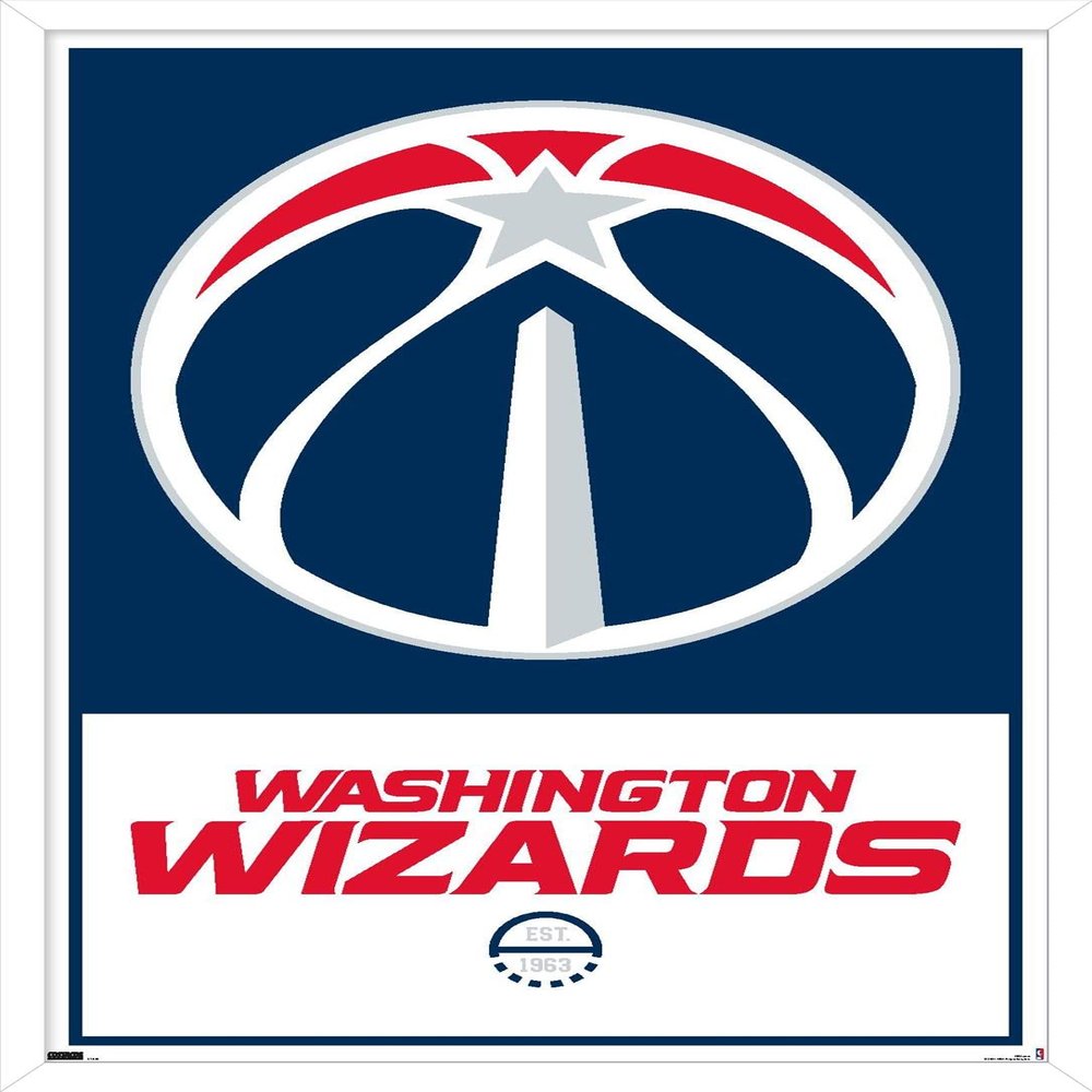 Trends International NBA Washington Wizards - Logo 21 Wall Poster, 22.375" x 34", White Framed Version