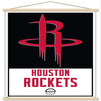 Trends International NBA Houston Rockets - Logo 21 Wall Poster, 22.375" x 34", Premium Print and Beechwood Hanger Bundle