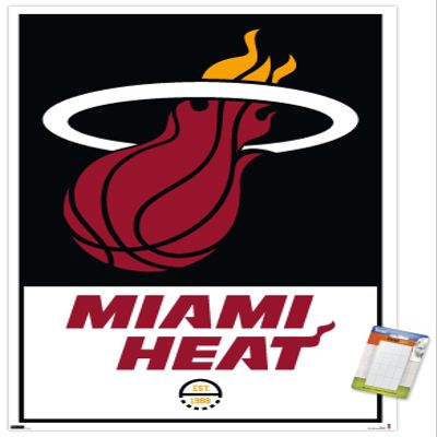 Trends International NBA Miami Heat - Logo 21 Wall Poster, 22.375" x 34", Premium Poster & Mount Bundle