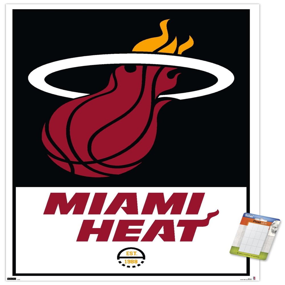 Trends International NBA Miami Heat - Logo 21 Wall Poster, 22.375" x 34", Premium Poster & Mount Bundle