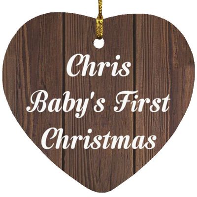 Designsify Christmas Tree Decoration, Chris Baby's First Christmas, Heart Ornament D, Gifts for Birthday Anniversary Valentines Mom Mothers Fathers Day Party, to Men Women Him Her Friend Mom Dad