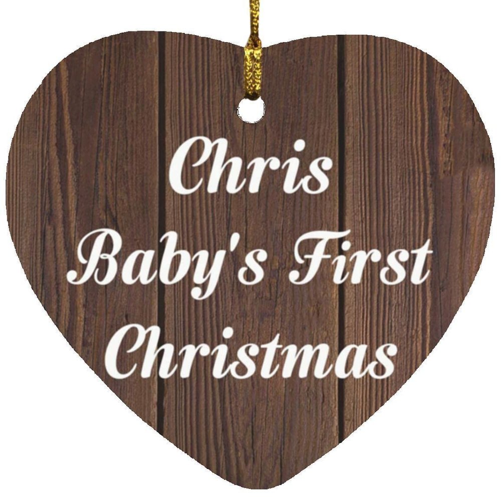 Designsify Christmas Tree Decoration, Chris Baby's First Christmas, Heart Ornament D, Gifts for Birthday Anniversary Valentines Mom Mothers Fathers Day Party, to Men Women Him Her Friend Mom Dad