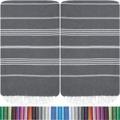HAVLULAND |Pack of 2| Turkish Beach Towels Oversized 39x71, 100% Turkish Cotton Sand Free Quick Dry Absorbent Towel Travel Blanket for Adults Beach Gift Beach Essentials - Grey