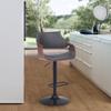 Aspen Adjustable Swivel Gray Faux Leather and Walnut Wood Bar Stool with Black Base view 1