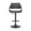Aspen Adjustable Swivel Gray Faux Leather and Walnut Wood Bar Stool with Black Base view 4