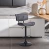 Armen Living Brooklyn Adjustable Swivel Gray Faux Leather and Black Wood Bar Stool with Black Base view 2