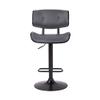 Armen Living Brooklyn Adjustable Swivel Gray Faux Leather and Black Wood Bar Stool with Black Base view 4