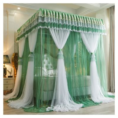 Bed Canopy Bunk Bed Canopy, Luxurious Princess Room Decoration Bed Curtain, for 1.5m/1.8m/ 2m Double Bed, 3- Door Floor- Standing Tent Yarn, 9 Colors (Color : Matcha Green, Size : 200x220x210cm)