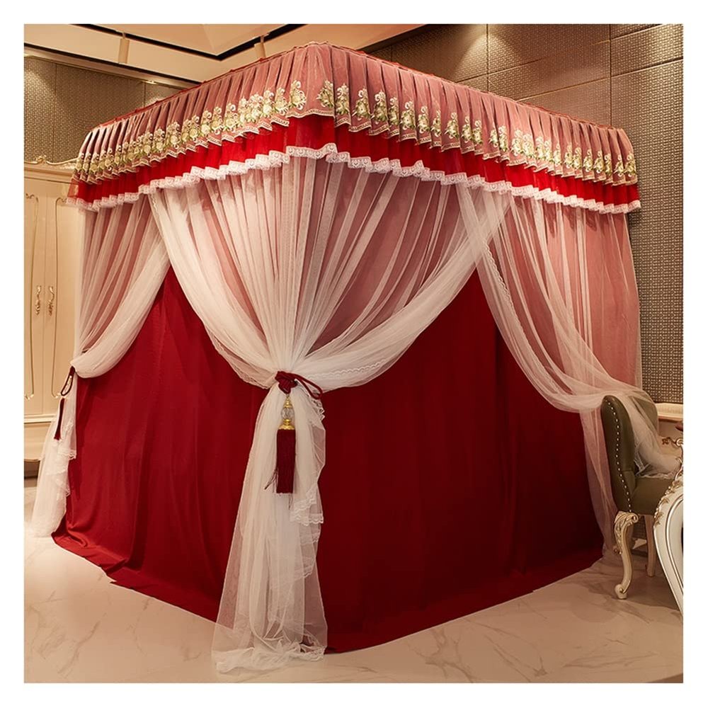 Bed Canopy European- Style Palace Bed Canopy, Double- Layer Dust- Proof and Light- Proof Bed Curtains, for 1.5m/1.8m/ 2m Double Bed, Luxurious Decoration for Home Bedroom