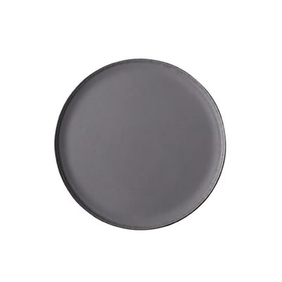 Round Tray Decor, Catch All Dish, Round Leather Jewelry Tray for Glasses Cosmetic Perfume Tray for Dresser Bathroom Bedroom Home Table Decor Best Friend Birthday Gifts for Women (Color : Gray)