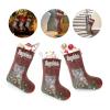 CUXWEOT Personalized Christmas Grey Cat Christmas Stockings Customize Name Candy Bag for Family Holiday Party Decorations Gift 17.52 x 7.87 Inch view 3