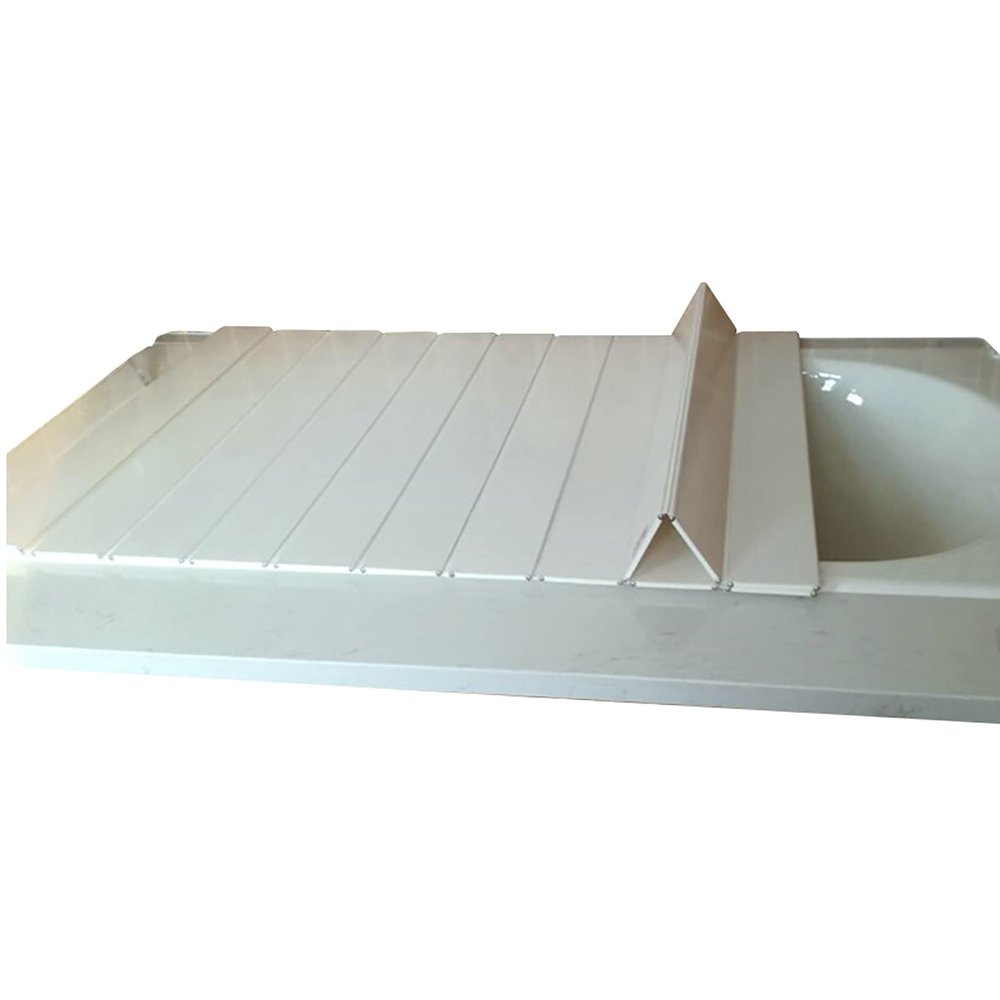 YF BATHROOM Bathtub Tray, Expandable Bath Tray Insulation Cover for Tub Anti-dust Folding Board Bath Lid, Shutter Bath Lid- White PVC
