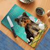 Adorable Yorkshire Terrier Puppy Cutting Board Counter Decorative Glass Cutting Board, Trivet, Kitchen Counter Art view 1