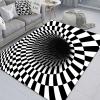 3D Vortex Optical Illusion Rectangle Area Trap Trippy Flannel Rugs, Ultra Durable Cool Rugs Black Hole Stereo Vision Zebra Black And White Rugs Non-Slip 3D Visual Area Rugs for Room Decor,E,80x300cm view 1