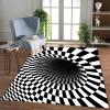 3D Vortex Optical Illusion Rectangle Area Trap Trippy Flannel Rugs, Ultra Durable Cool Rugs Black Hole Stereo Vision Zebra Black And White Rugs Non-Slip 3D Visual Area Rugs for Room Decor,E,80x300cm view 2