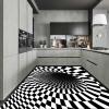 3D Vortex Optical Illusion Rectangle Area Trap Trippy Flannel Rugs, Ultra Durable Cool Rugs Black Hole Stereo Vision Zebra Black And White Rugs Non-Slip 3D Visual Area Rugs for Room Decor,E,80x300cm view 4