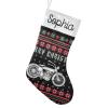 CUXWEOT Personalized Christmas White Motorcycle Christmas Stocking Customize Name Xmas Socks for Family Holiday Decorations Gift 17.52 x 7.87 Inch view 1