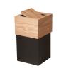 Cube Shape Square Wooden Trash Can Eco- Friendly Simple Wastepaper Bin with Shake Lid Garbage Can Bin (Color : A) view 1
