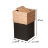 Cube Shape Square Wooden Trash Can Eco- Friendly Simple Wastepaper Bin with Shake Lid Garbage Can Bin (Color : A) view 2