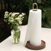 LIU- Freestanding Paper Towel Holder for Kitchen Countertops, Golden Brass Paper Towel Stand with Walnut Wood Thick Base, Fits Standard or Jumbo- Sized Rolls view 2