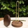 LIU- Freestanding Paper Towel Holder for Kitchen Countertops, Golden Brass Paper Towel Stand with Walnut Wood Thick Base, Fits Standard or Jumbo- Sized Rolls view 4