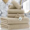 VOOVA & MOVAS Tan Bath Towels - 100% Cotton | Lightweight | Soft | Thick, 2 Bath 30"x56", 2 Hand 18"x28", 2 Washcloths 13"x13", Quick Dry Towels for Showering, Luxury Towel Gift Set, Dark Beige view 1