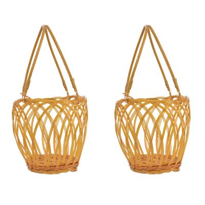 Cabilock 2pcs Vintage Woven Wine Basket Storage Container Home Decor for Wine Bottles for Gifting and Transfer Random Capacity