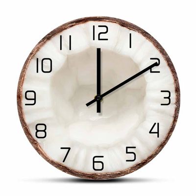 Geek Alerts Coconut Top View Silent Non Ticking Wall Clock for Bedroom Summer Wall Art Tropical Fruit Decor Kitchen Fruit Shop Battery Operated Quartz Wall Watch