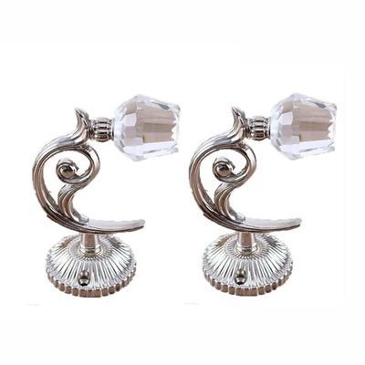 YKHB Glass Crystal Curtain Holdbacks, Wall Hook Curtain Tiebacks Tassel Holder, 2pcs Curtain Tieback Hooks (Color : Silver)
