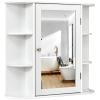 hysache Bathroom Medicine Cabinet, Wall Mount Mirrored Storage Cabinets w/Single Door & Adjustable Shelf, Multipurpose Wooden Organizer for Hallway Living Room Bedroom (White) view 1