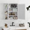 hysache Bathroom Medicine Cabinet, Wall Mount Mirrored Storage Cabinets w/Single Door & Adjustable Shelf, Multipurpose Wooden Organizer for Hallway Living Room Bedroom (White) view 2
