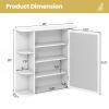 hysache Bathroom Medicine Cabinet, Wall Mount Mirrored Storage Cabinets w/Single Door & Adjustable Shelf, Multipurpose Wooden Organizer for Hallway Living Room Bedroom (White) view 3